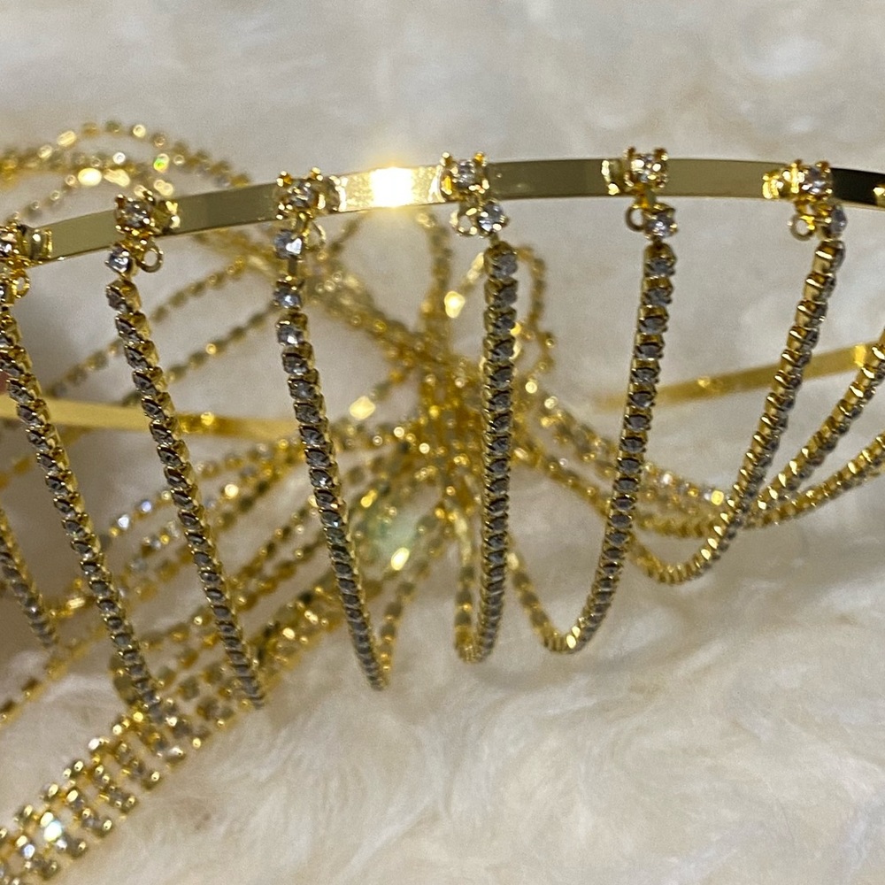 2 in 1 | Golden Sparkling Headband Hair Accessory Wedding Party Casual - Picture 5 of 8